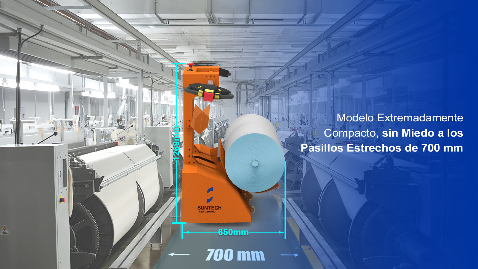 carro eléctrico para mudar rollos de tela sin Miedo a los Pasillos Estrechos de 700 mm