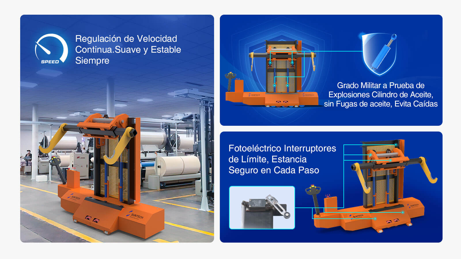 El camión elevador eléctrico con viga deformable controla la seguridad en todos los aspectos