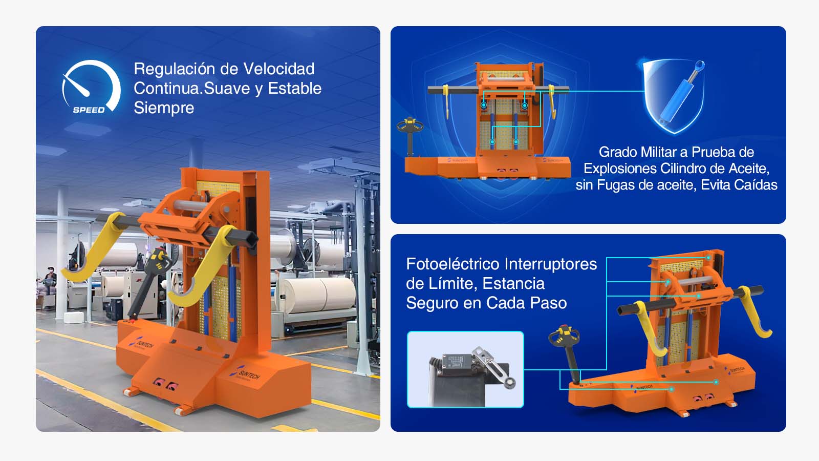 El camión elevador eléctrico con viga deformable controla la seguridad en todos los aspectos
