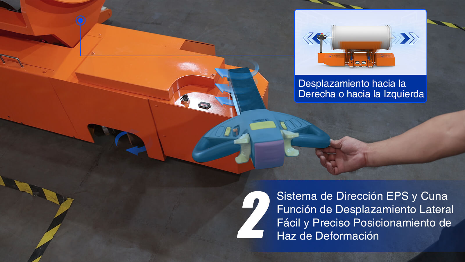 Portador de haz de urdimbre eléctrico con dirección EPS blanca y función de desplazamiento lateral de la cuna Posicionamiento del haz fácil y preciso