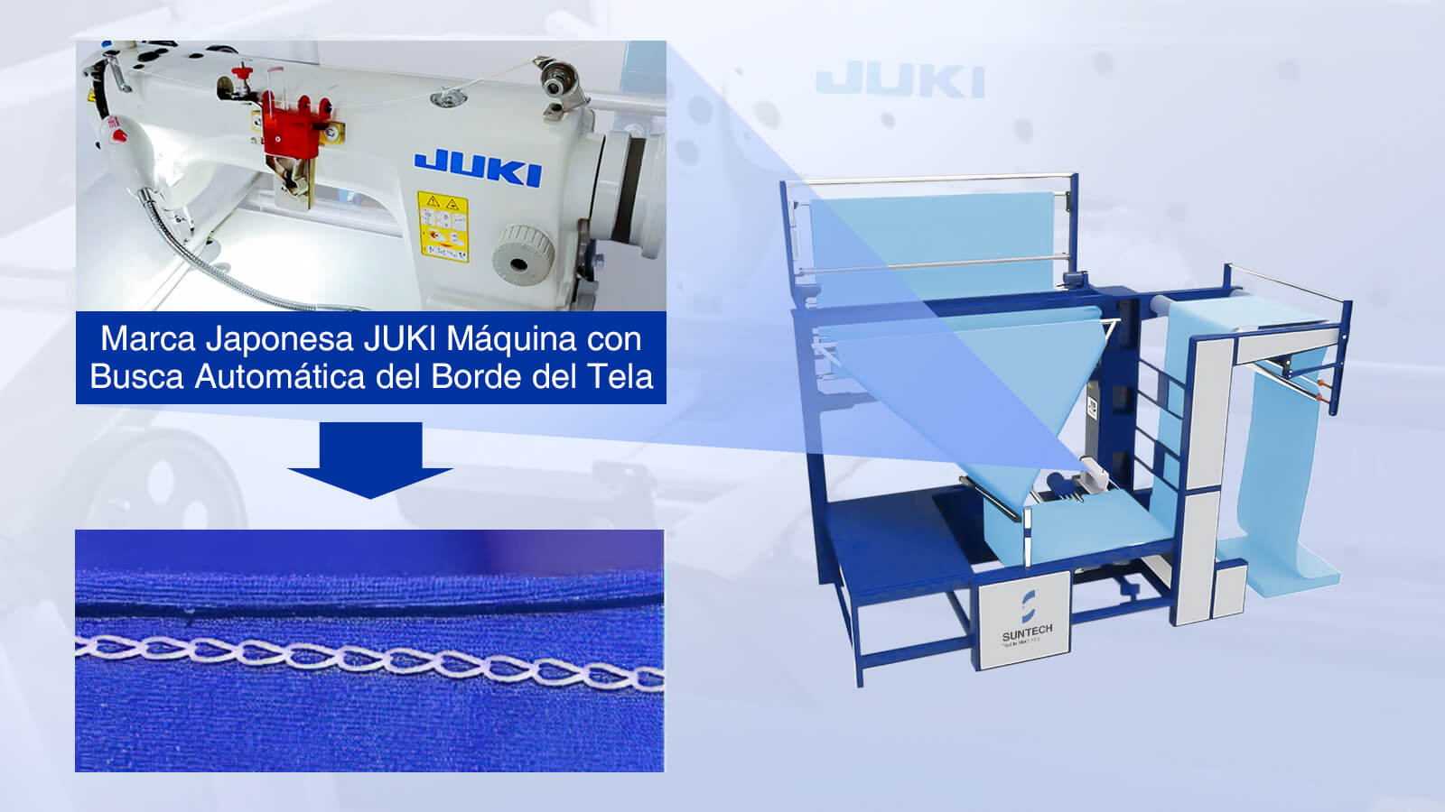 Máquina JUKI de marca japonesa con búsqueda automática del borde de la tela