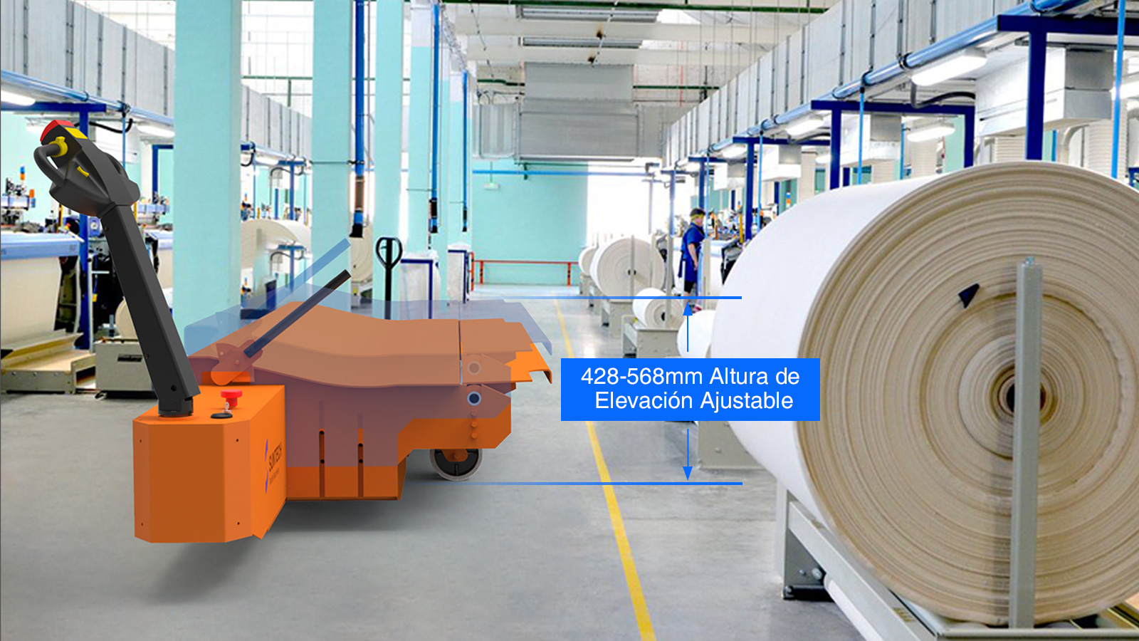 Carro de Altura Ajustable, Ajuste Flexible para Máquinas Enrolladoras de Telares Virales