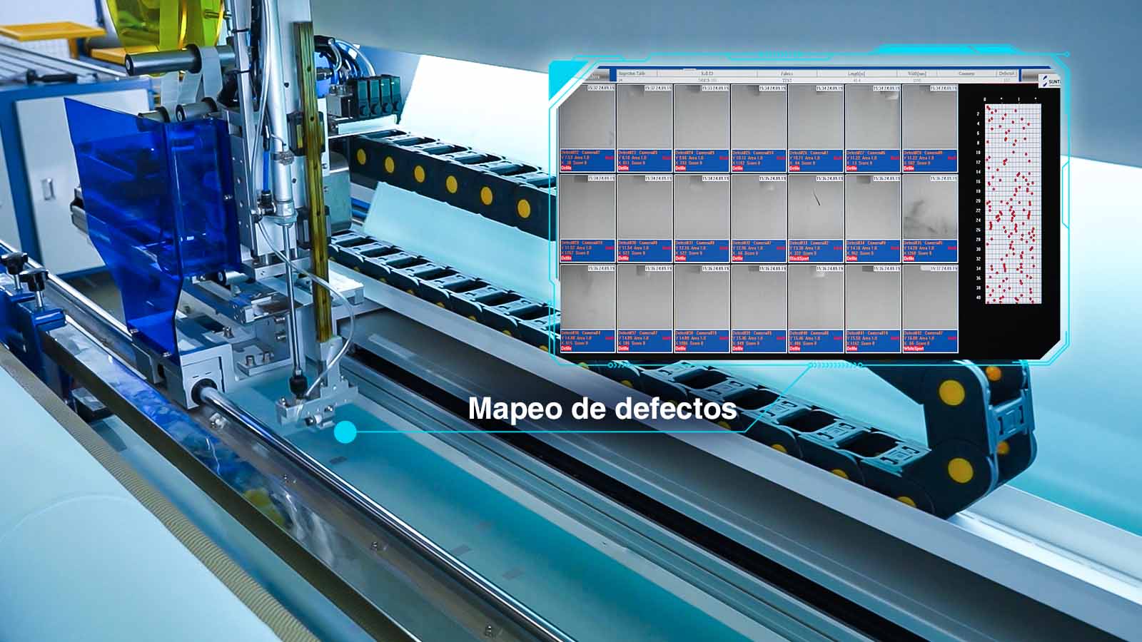 El sistema de inspección de tejidos con IA puede automatizar el mapeo de defectos y el tamaño de los defectos.