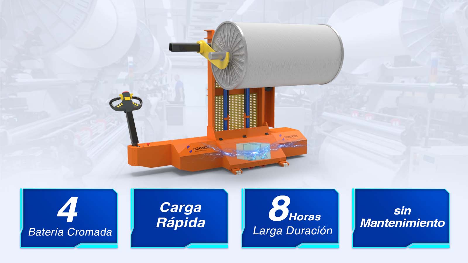 El camión de gran elevación con viga deformable eléctrica tiene una batería de larga duración