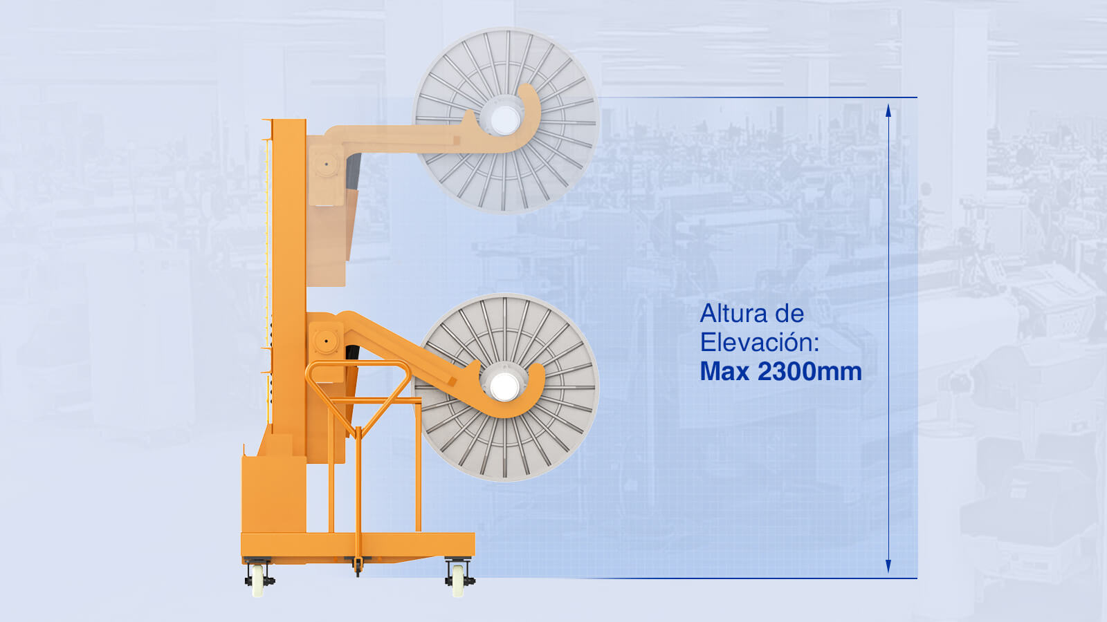 Carretilla elevadora semieléctrica con viga de urdimbre, altura máxima de elevación de hasta 2300 mm