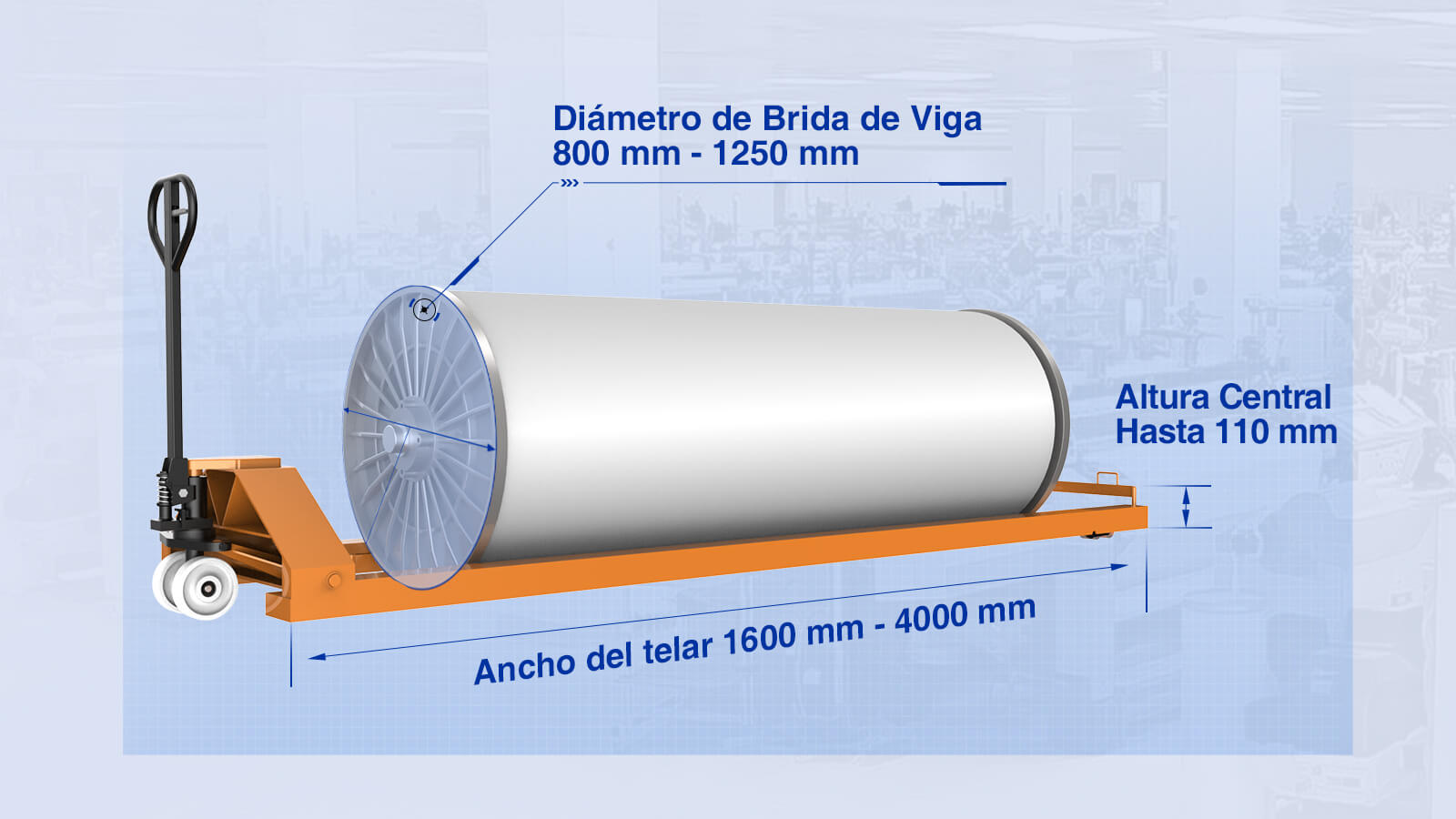 Parámetros del núcleo del portador de elevación baja de viga de urdimbre hidráulica