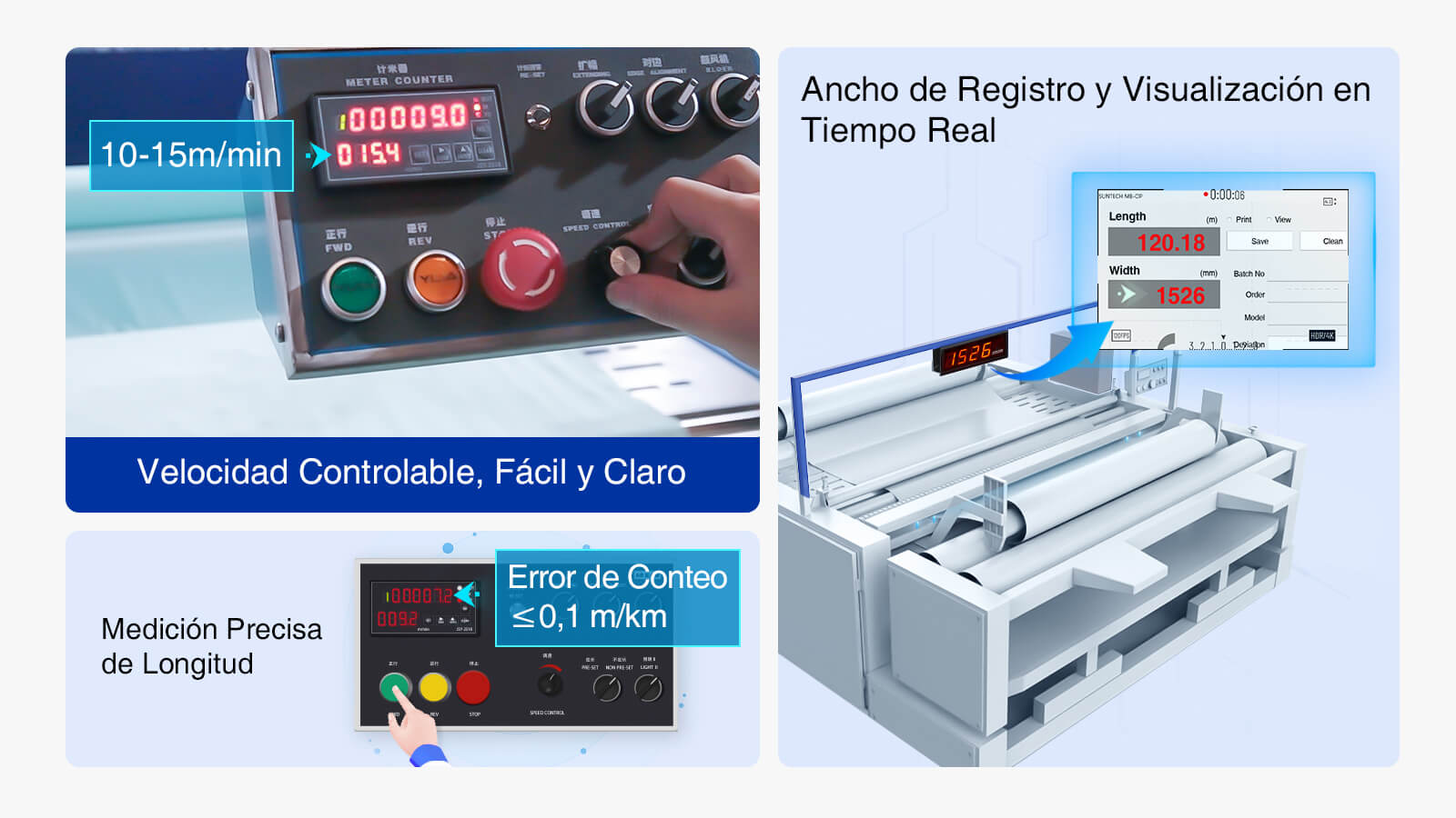 La máquina relajante rollo a rollo puede sincronizar la medición de longitud y ancho.